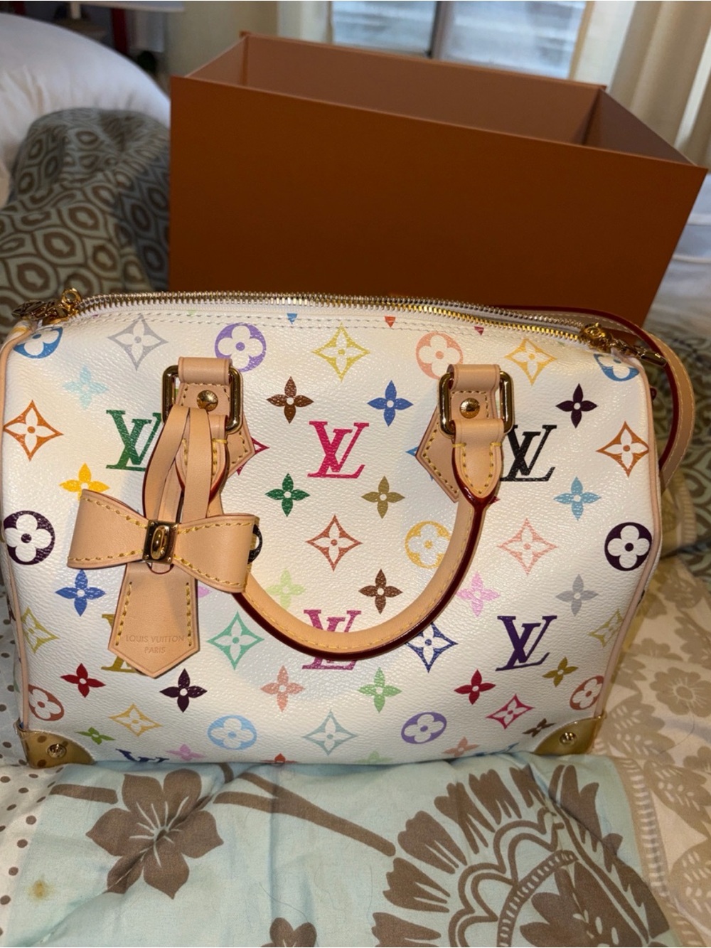 Louis Vuitton White Multicolor Monogram Speedy 25 & Victorine wallet pair - Picture 3 of 10